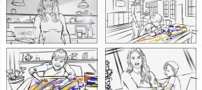 black & white line drawing story