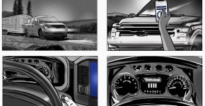 black & white storyboard automotive