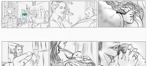 black & white line drawing story