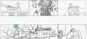 black & white line drawing story