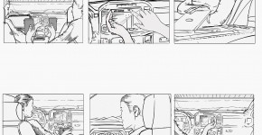 black & white storyboard automotive